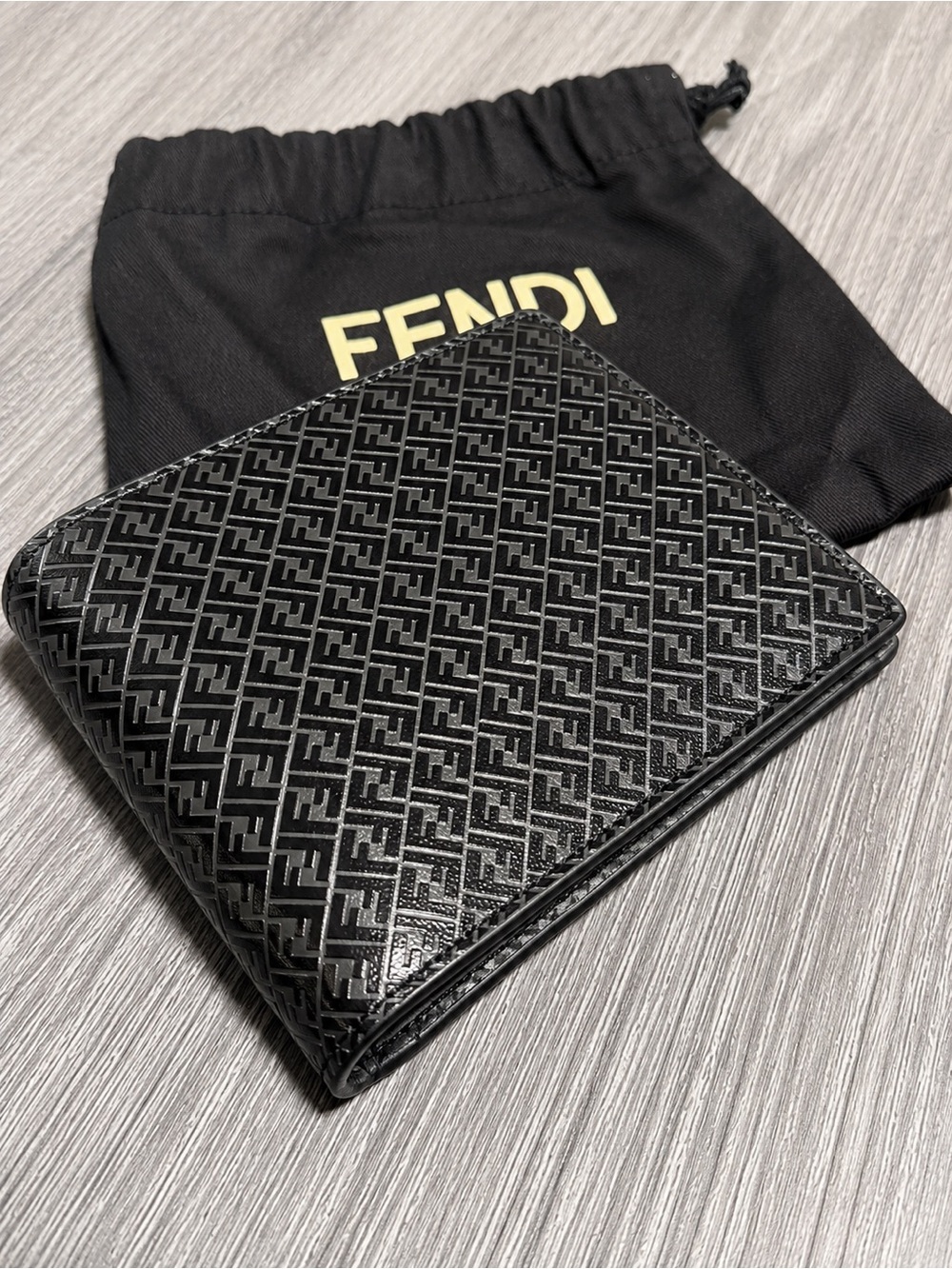 Fendi Black FF Monogram Leather Bifold Wallet